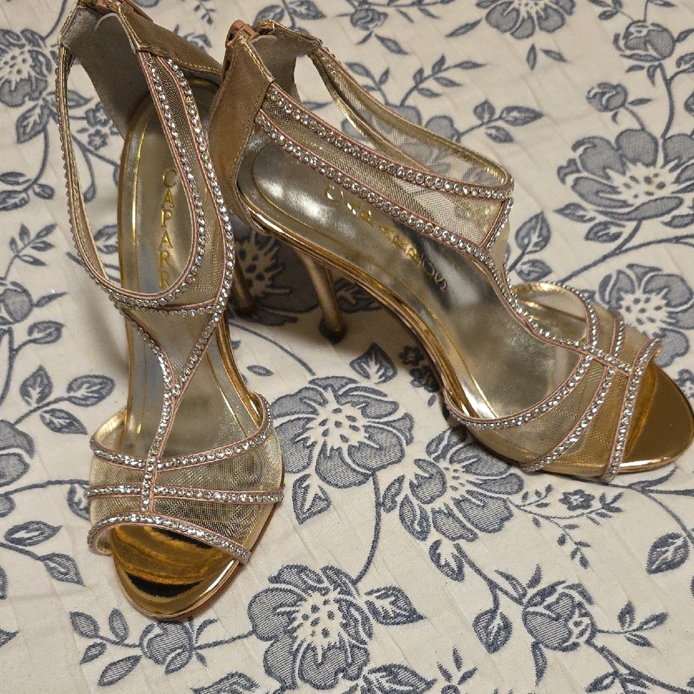 Dazzling Gold Strappy Heels